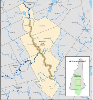 A map depicting the Upper Merrimack River watershed.